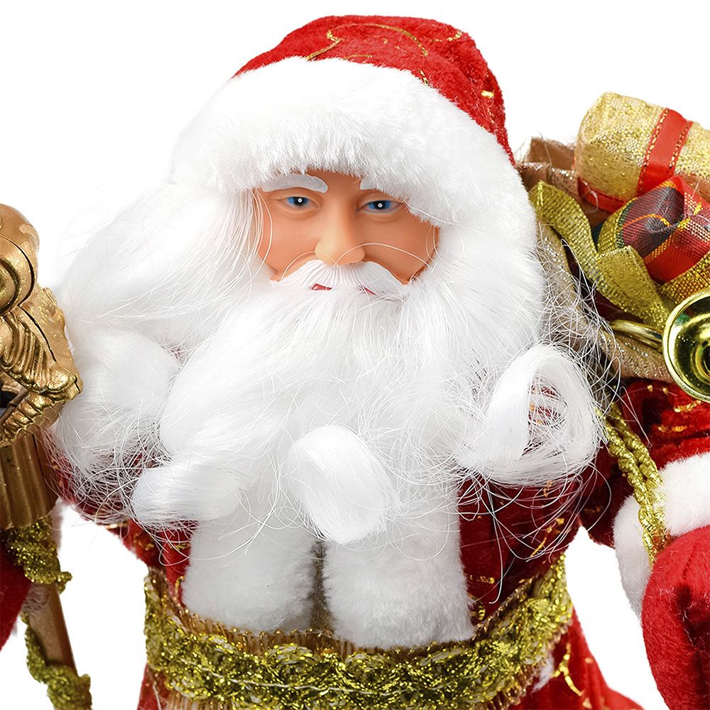 Новогодняя фигура Дед Мороз в красной шубке  (ПВХ, полиэстер) 15,5x8,5x31,5см