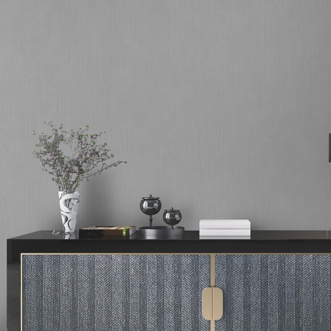 Обои WallSecret Hudson 9084-14 серые лен 1,06х10,05 м