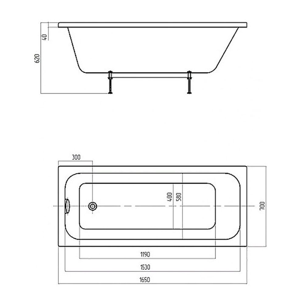 Ванна акриловая Azario Bella 165х70х62 см