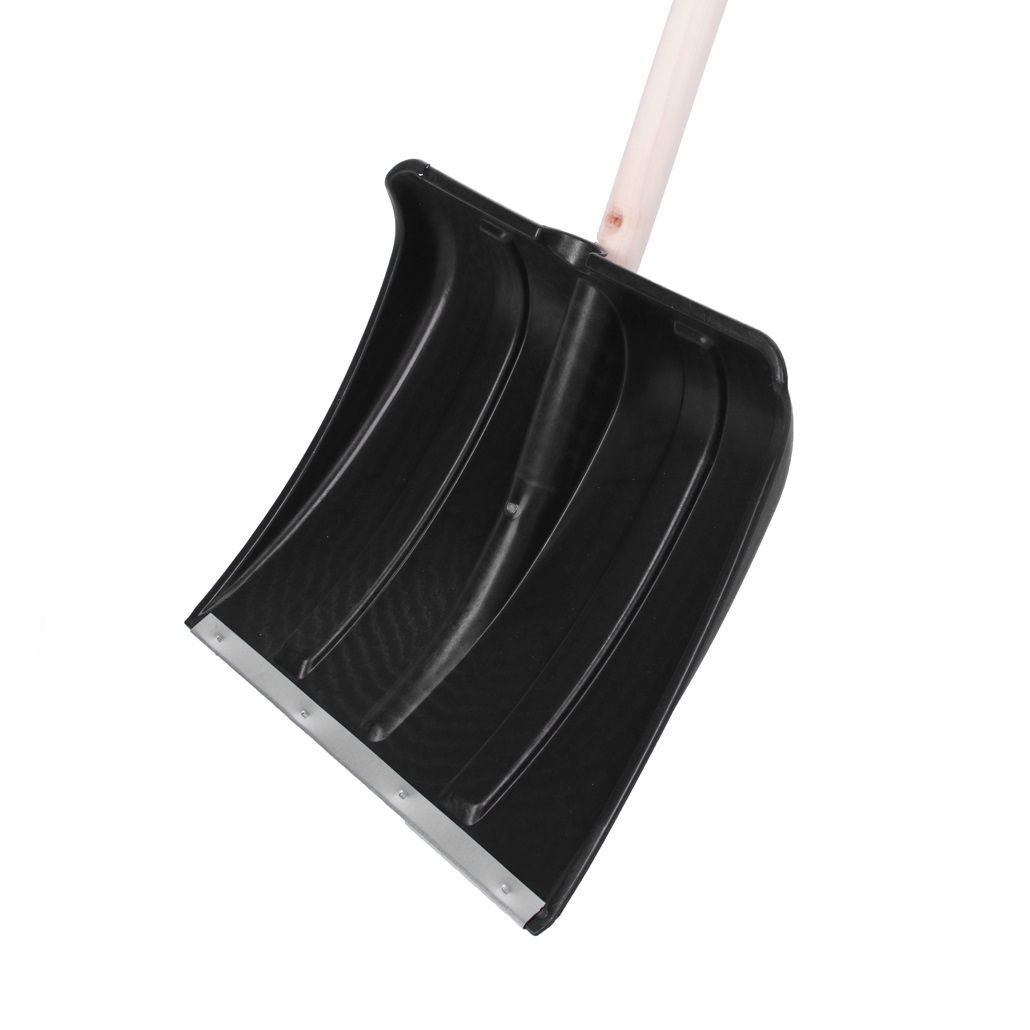 Лопата снеговая пластиковая дерев. черенок V-ручка 380х365 мм Снежок (оцинк. накл)