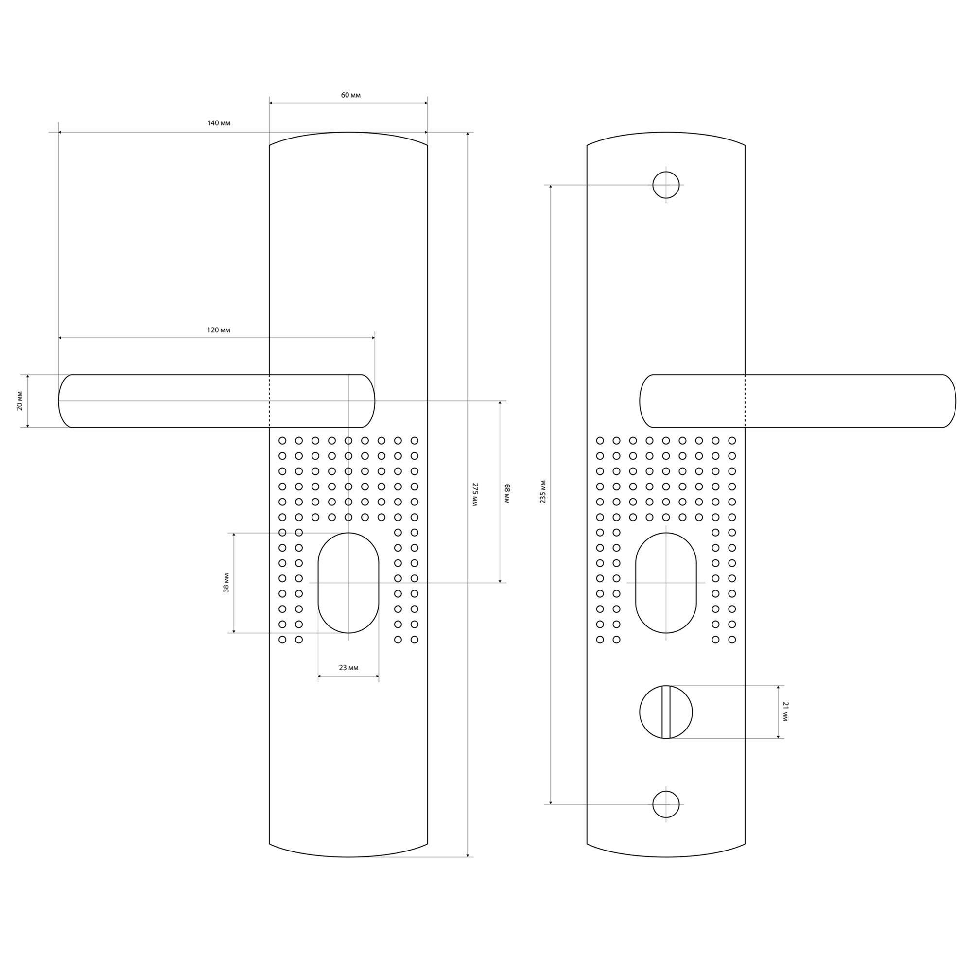 СТАНДАРТ РН-СТ222 Y двухсторонняя универ для кит металл дверей Комплект ручек 12
