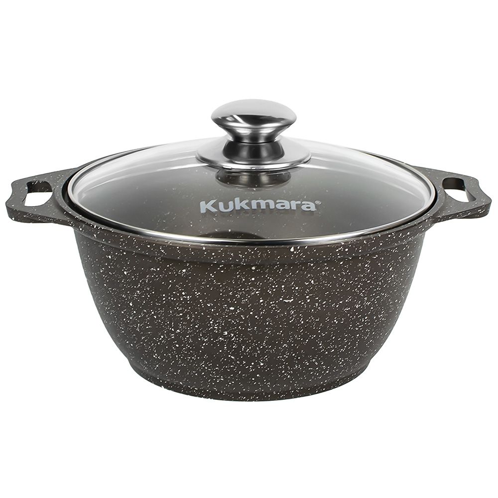 Кастрюля Kukmara Кофейный мрамор со стеклянной крышкой антипригарное покрытие 2 л кмк22а
