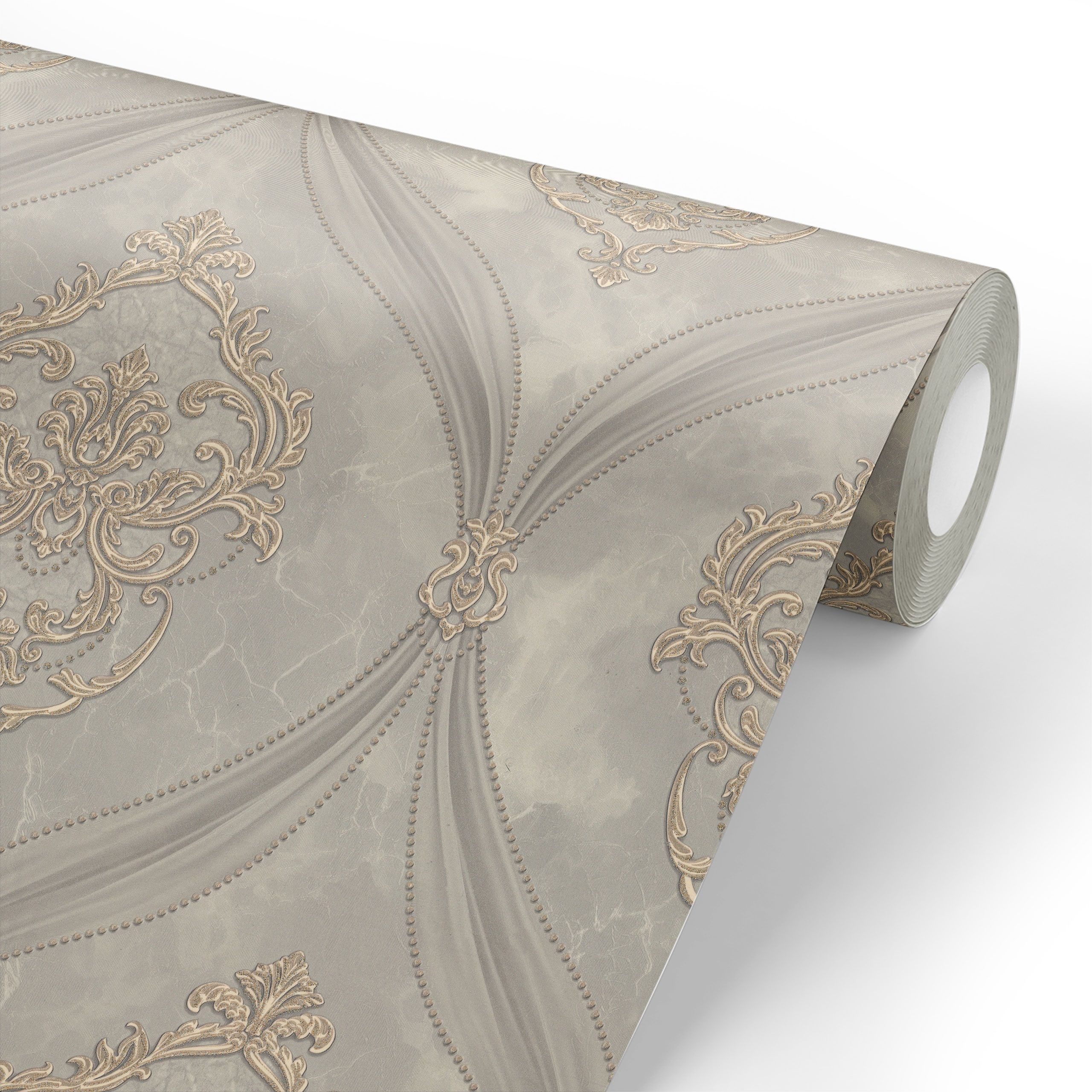 Обои Euro Decor Matilda 7294-02 темно-бежевые дамаск 1,06х10,05 м