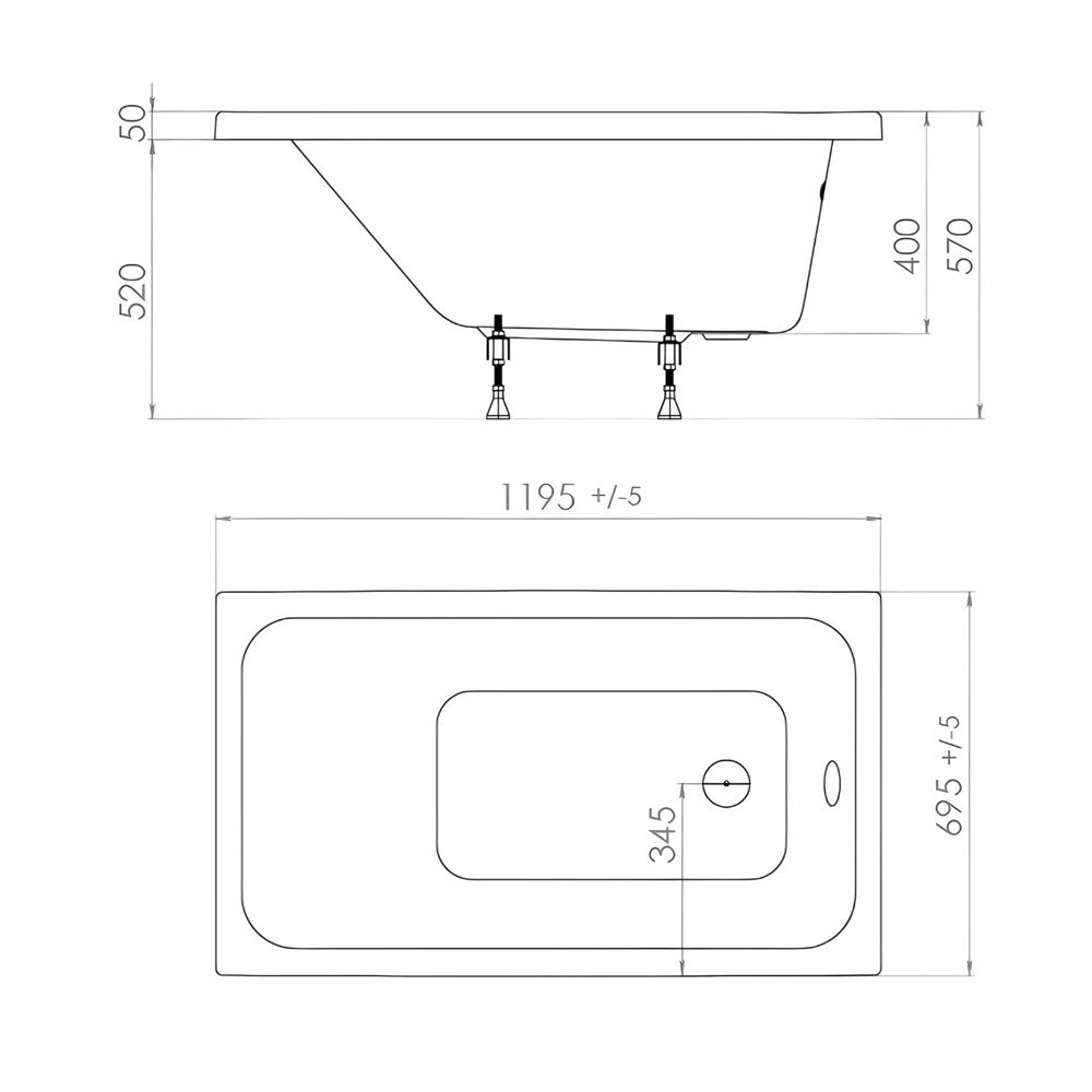 Ванна акриловая Triton Ультра 120х70 см
