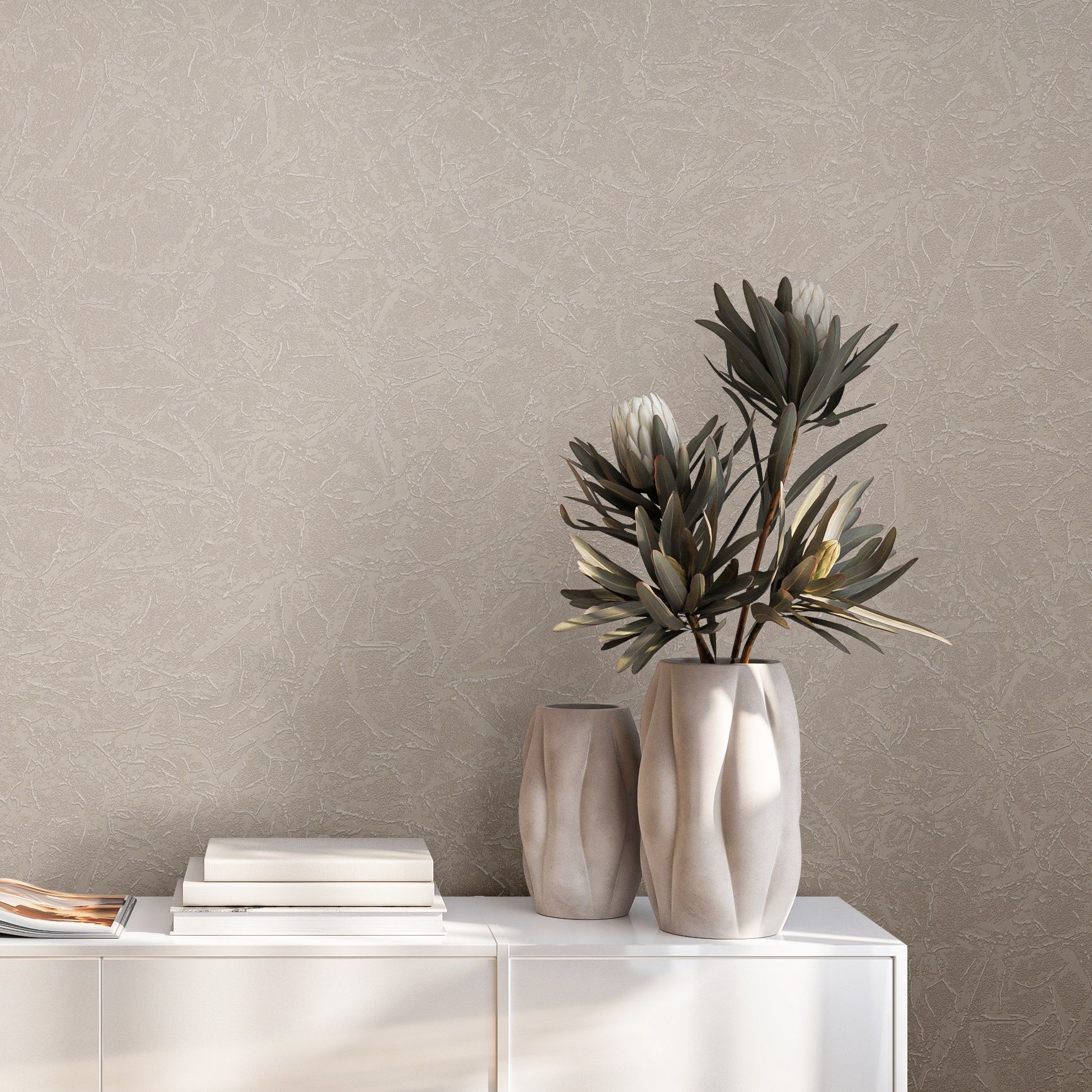 Обои Renowa Respect 38104-02 бежевые мрамор 1,06х10,05 м