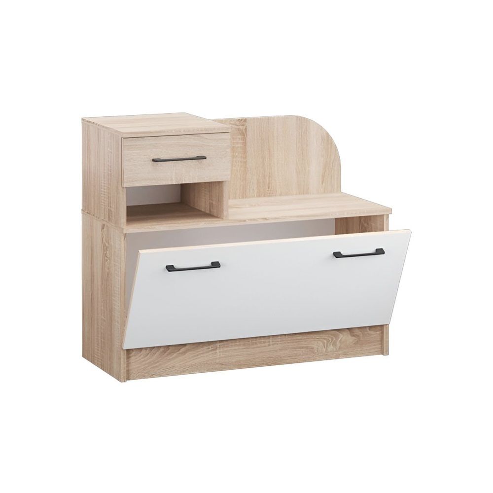 Обувница Денвер 750х900х380 мм 2-я Дуб сонома/Белый