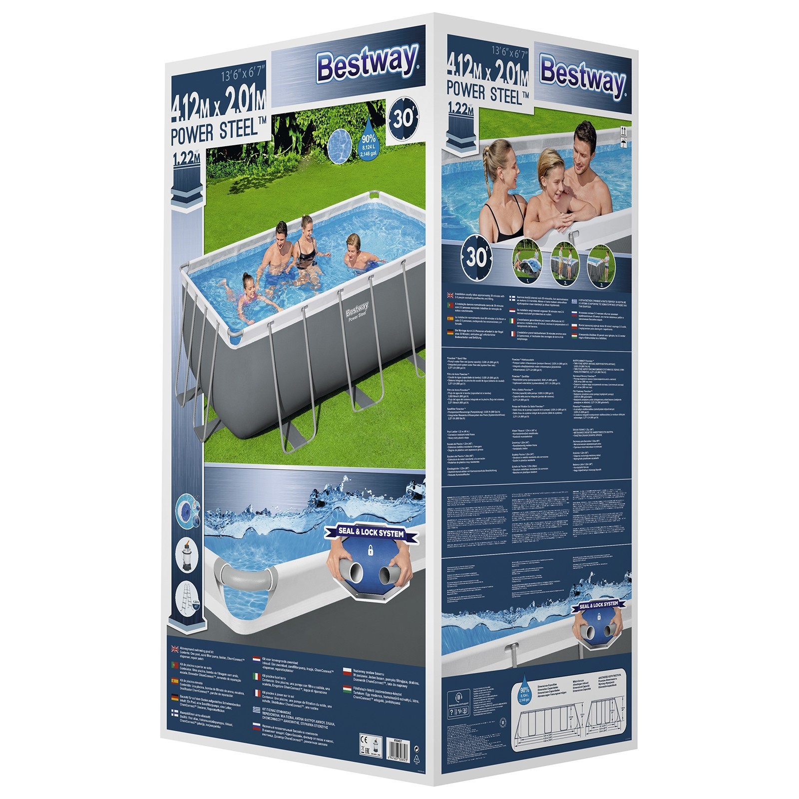 Бассейн каркасный 412х201х122 см 8124 л Bestway Power Steel (ф/насос, лестница, дозатор)