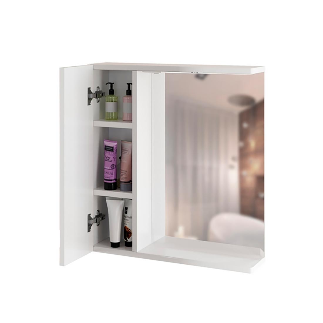 Шкаф зеркальный Квадро-65 левый с подсветкой