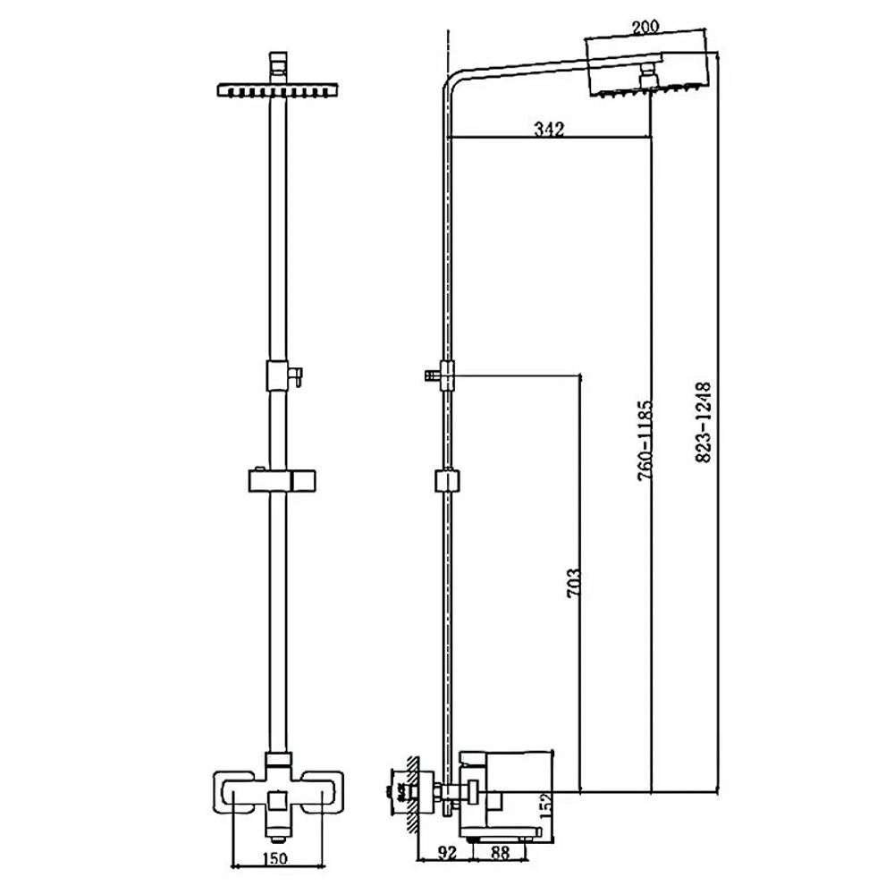 Душевая система Haiba HB24803-7 с верхним душем смесителем и ручной лейкой черный