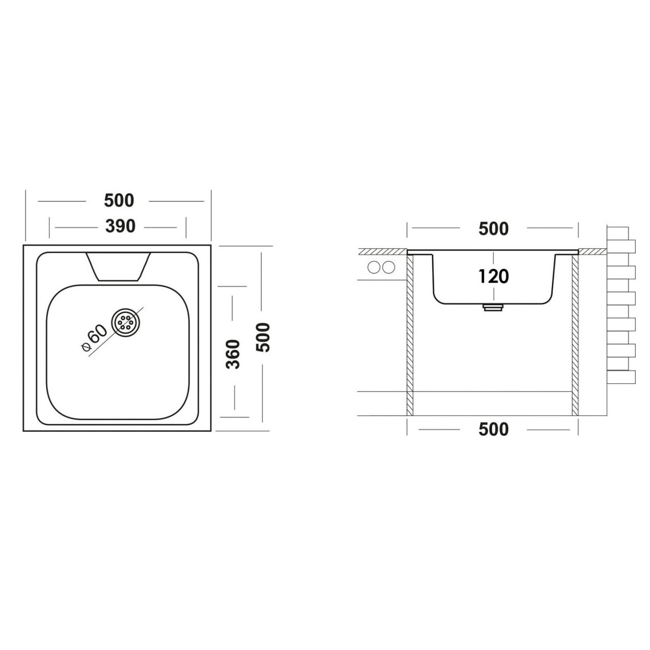 Мойка ECO 500.500 50х50х14 см