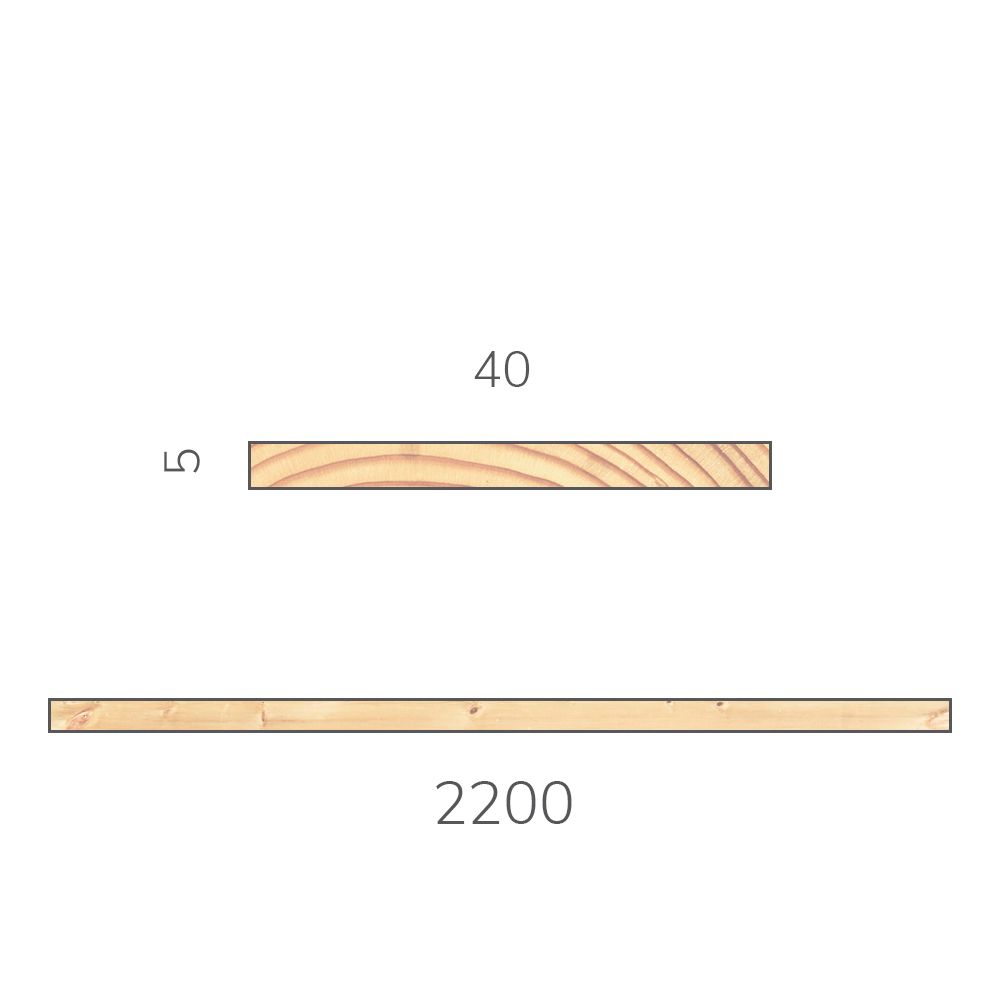 Рейка сращенная 5х40х2200 мм хвоя без сучков