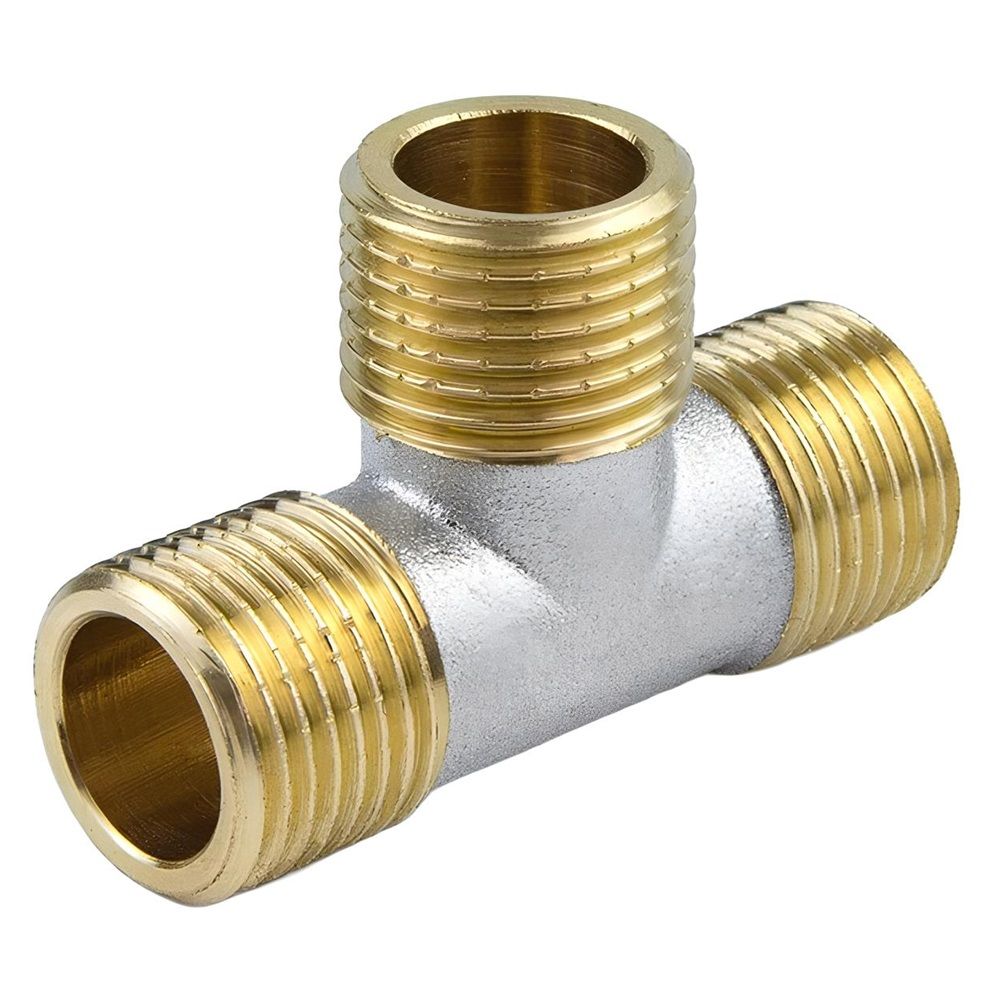 Тройник латунь никель 1/2" НР