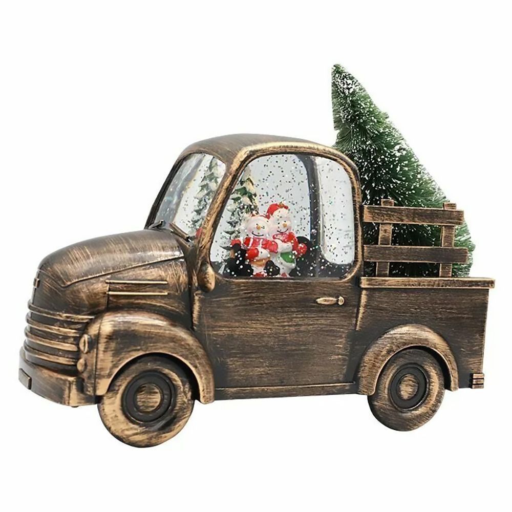 Светильник новогодний Пикап с елкой LED 24х13х11 см музыкальный 2024-8232