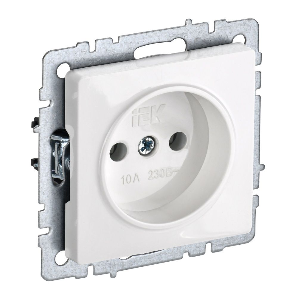 Розетка Brite РС10-1-0-БрБ 10А без заземл. без защитных шторок IEK BR-R10-10-K01 белый