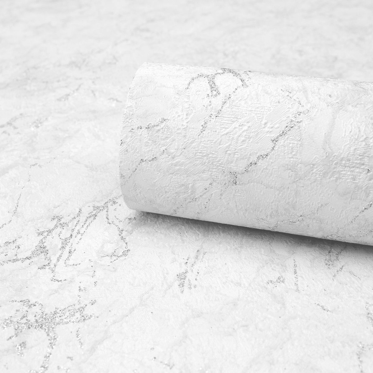 Обои Erismann Elegant 60696-01 белые с серебром мрамор 1,06х10,05 м