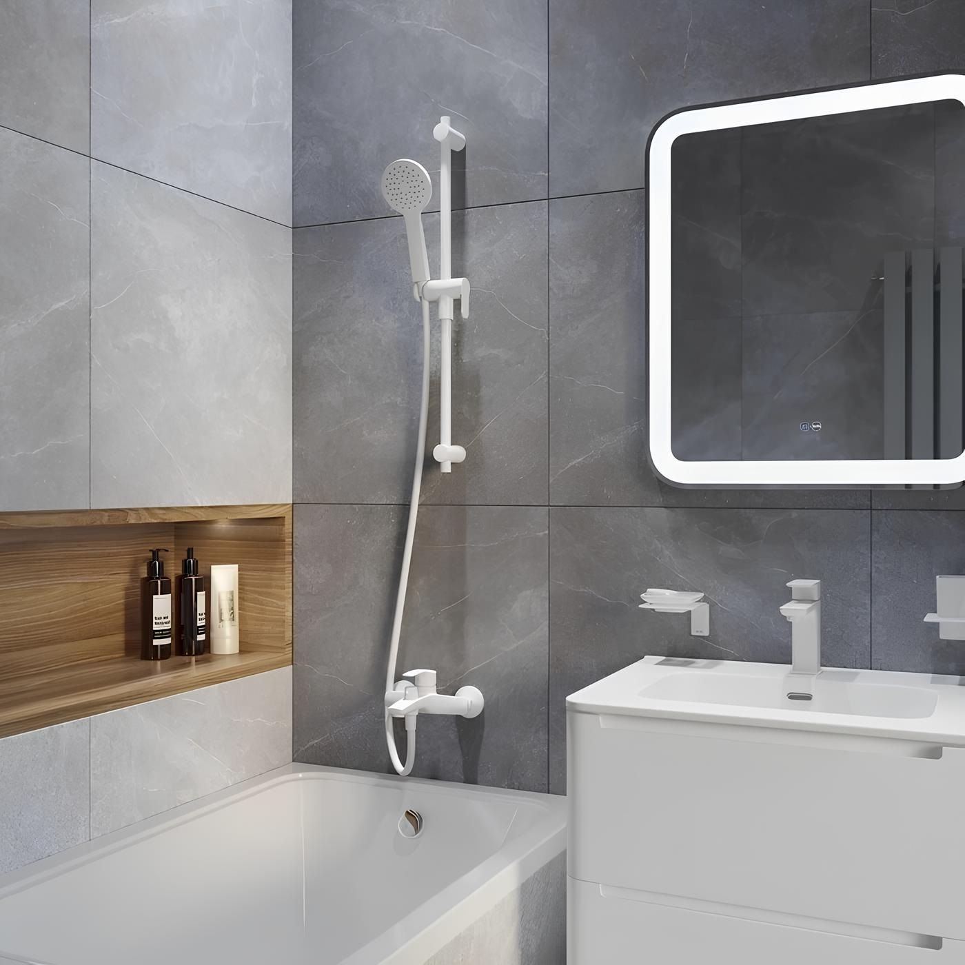 Душевая стойка Iddis Ray RAY70W0i17 белая матовая 700 мм