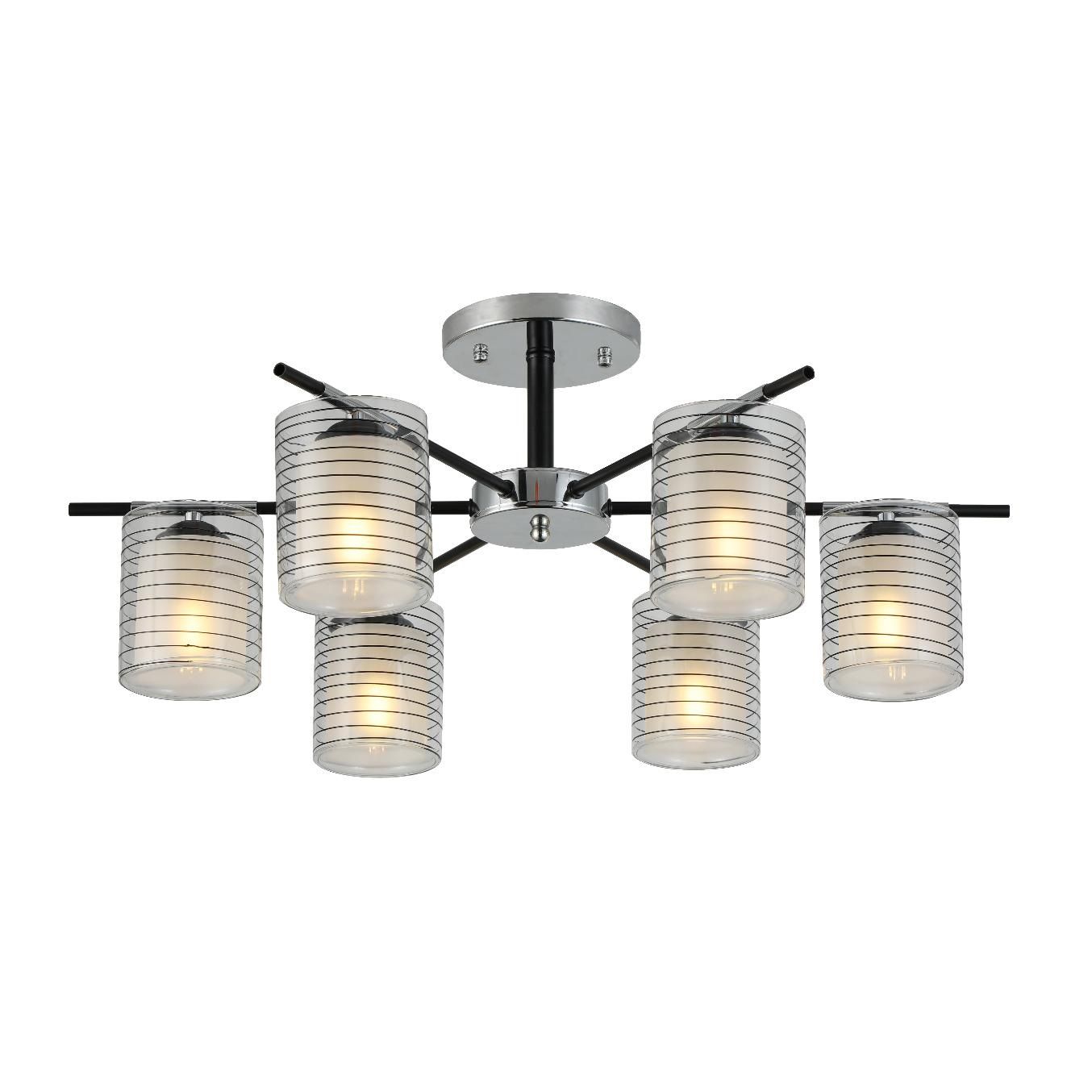 Люстра потолочная 07383/6 CR+BK 6x40Вт E27 d67 см h26,5 см хром/черный