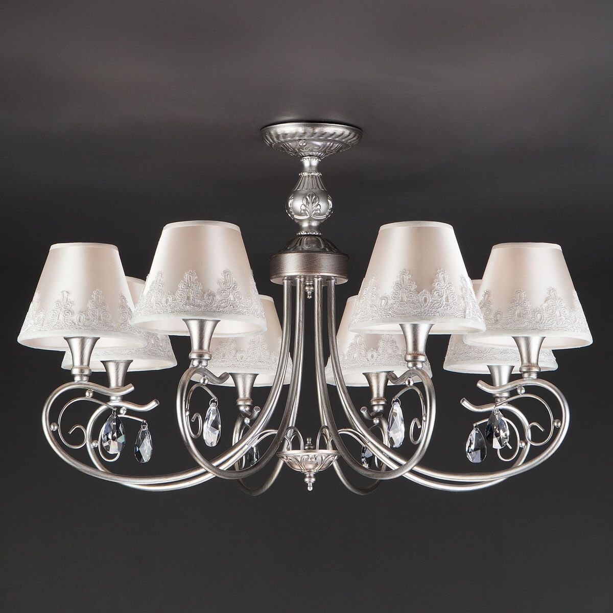 Люстра потолочная Eurosvet 60069/8 8х40Вт E14 d74 см h48,3 см серебро