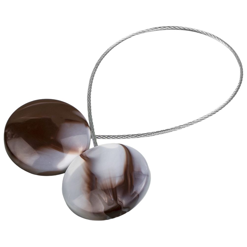 Клипса с магнитом круг 45 мм на тросе Агат №80 коричневый мрамор