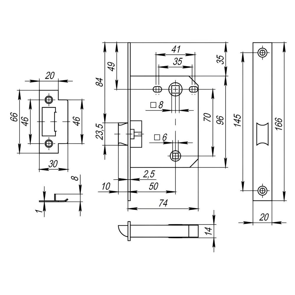 Защелка Fuaro Plastp72-50 СР хром с пластиковым язычком