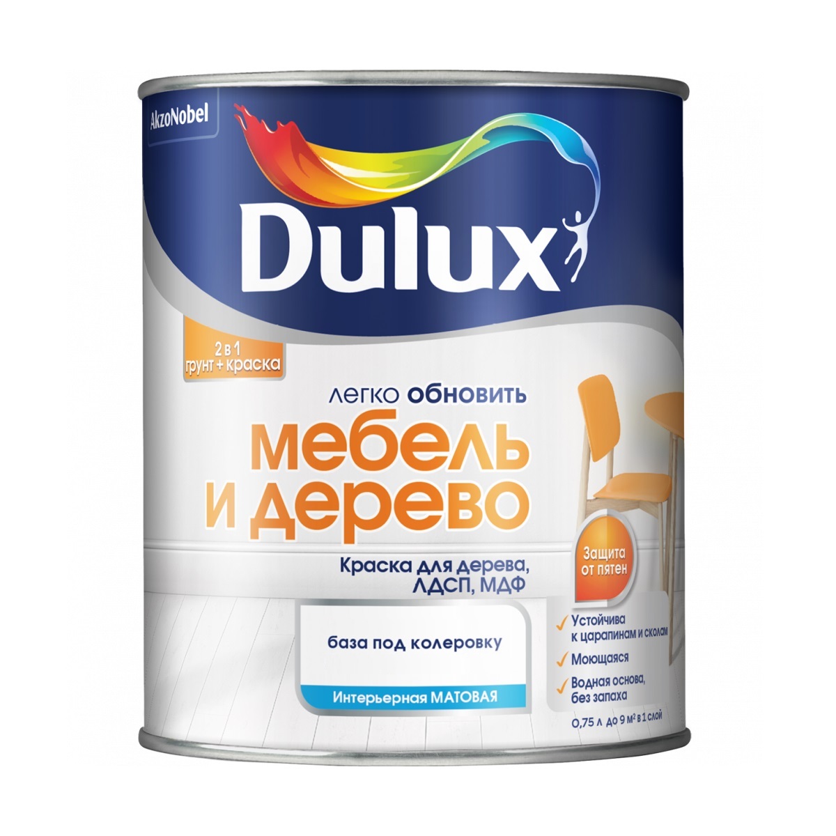 Краска для мебели и дерева Dulux база BC матовая 0,75 л