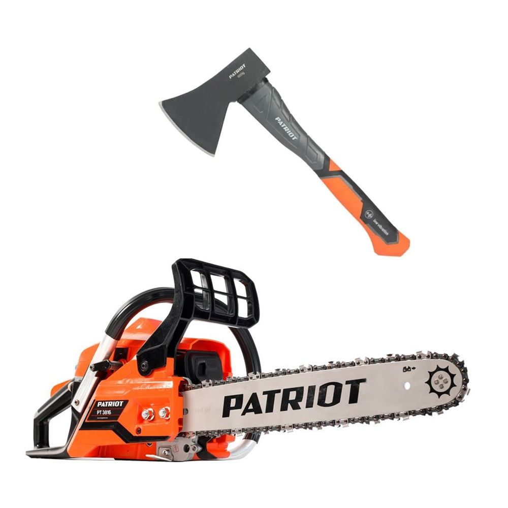 Пила цепная бензиновая Patriot PT 3816 с топором Patriot APF-600