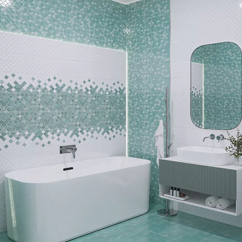 Плитка напольная Azori Calypso Aquamarine 42х42 см сине-зеленая 1,23 м2