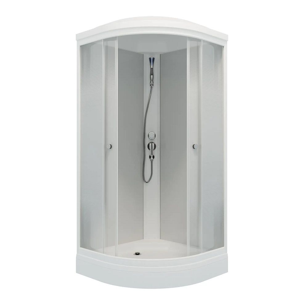 Душевая кабина Лайт 90х90 А 1/4 круга низкий поддон Градиент белый ДН4 7 мест+сифон D90 мм