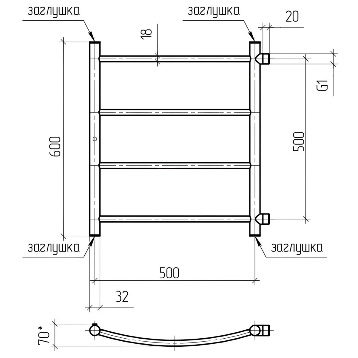 Полотенцесушитель водяной Лидер 1 50х50 см