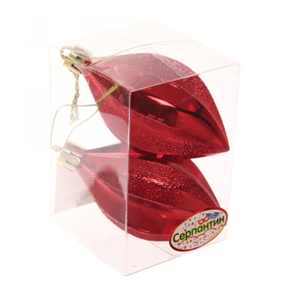 Игрушки елочные Таинственное очарование Капля 8 см красные 2 шт