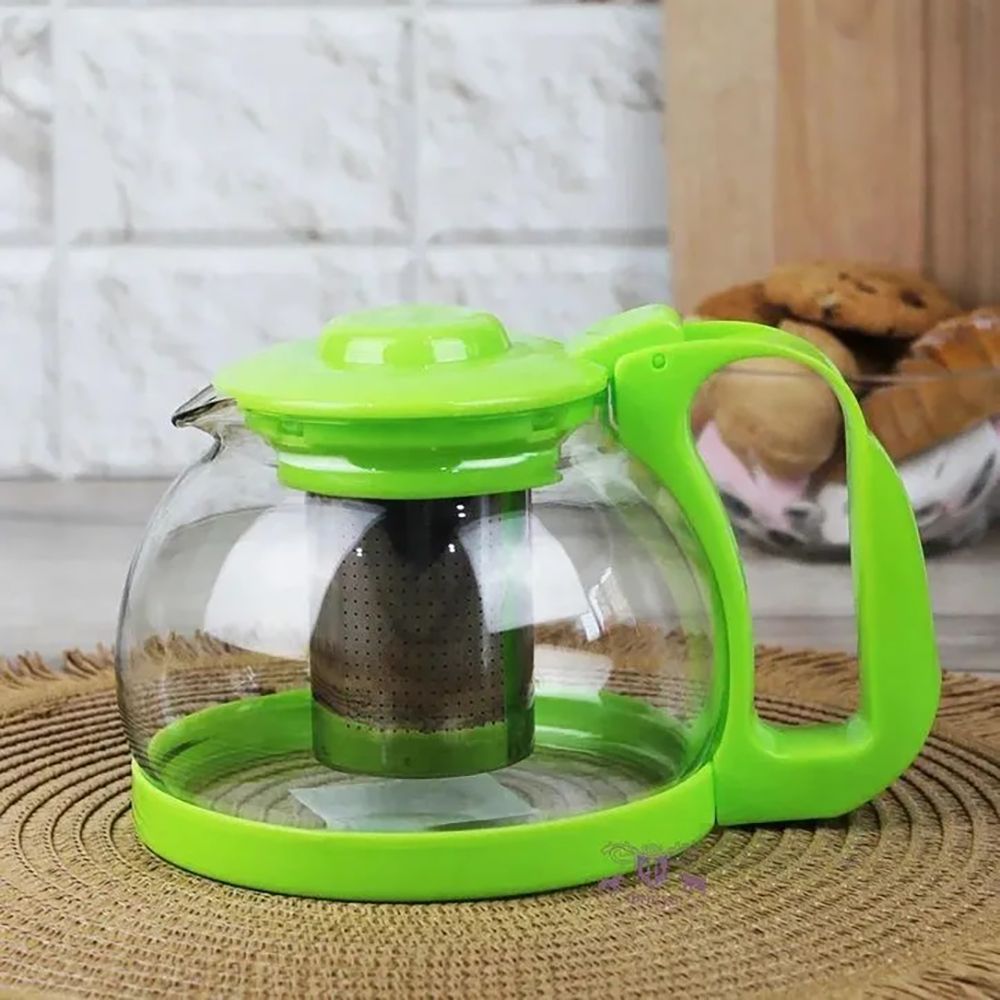 Чайник заварочный стеклянный 1,2 л зеленый