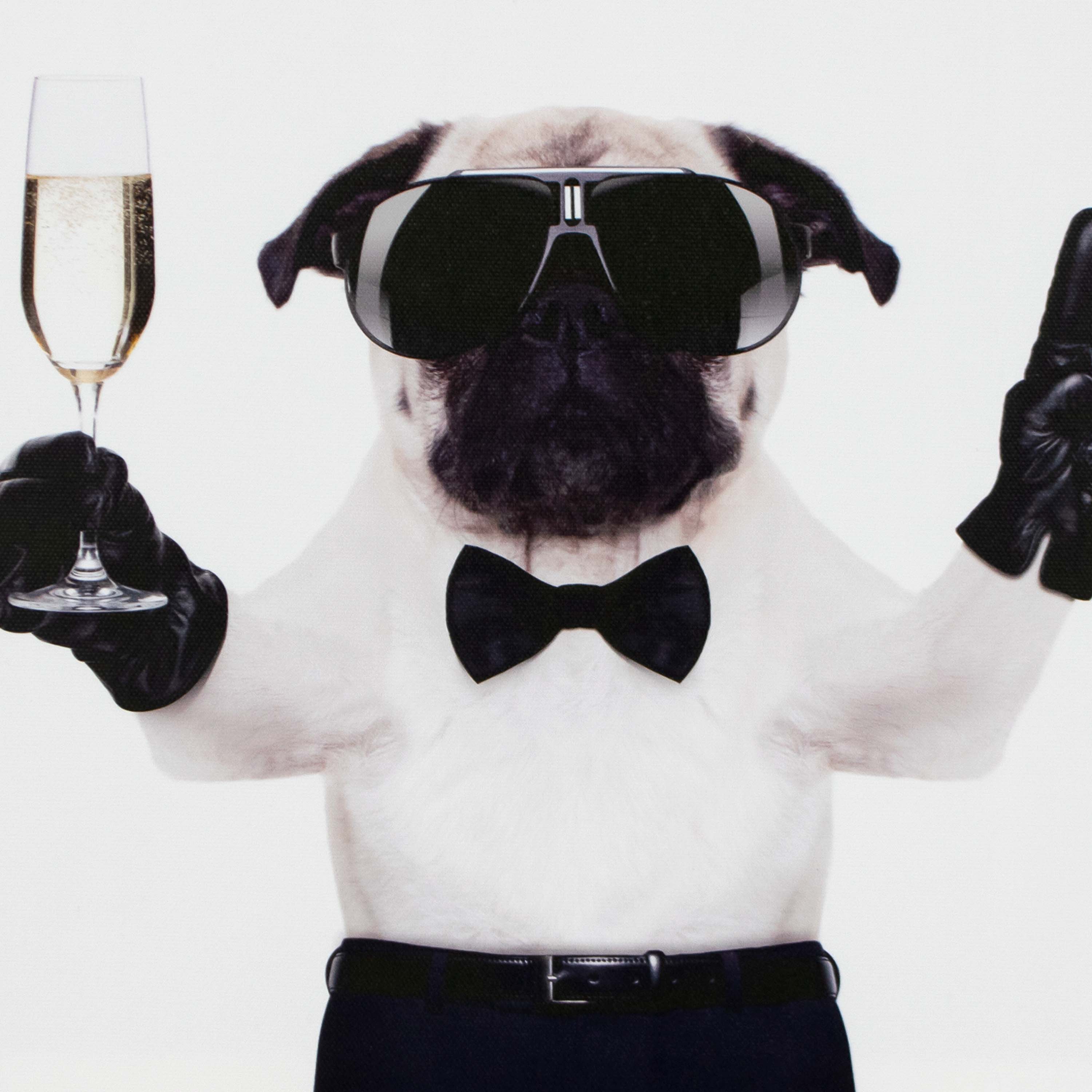 Картина-холст Декоретто Art Пес-босс и шампанское 30x30 cм CV 1366