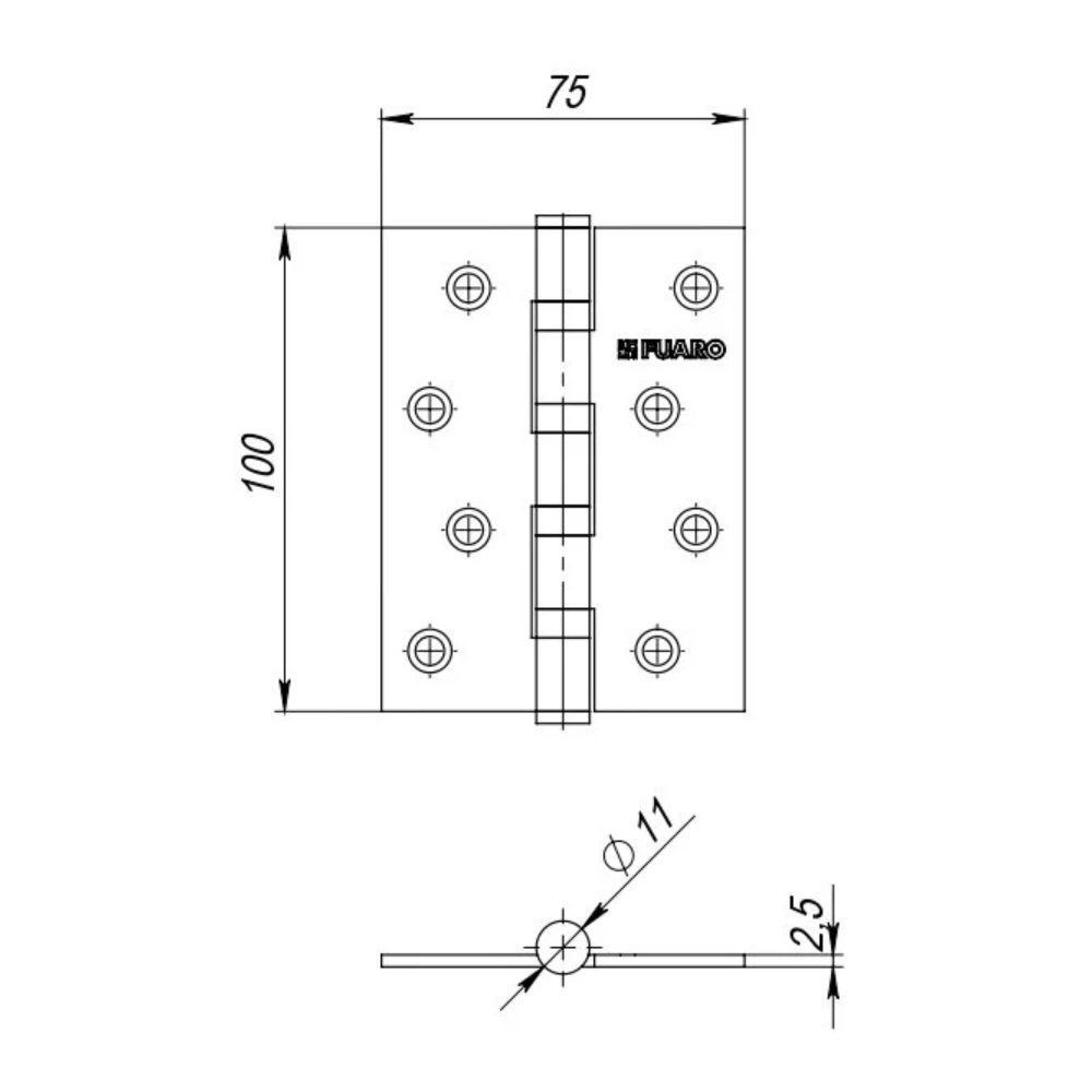 Петля универсальная IN4400U GR 4BB 100x75x2,5 мм графит