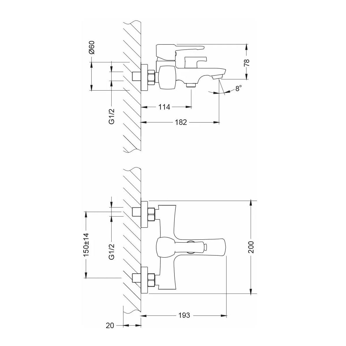 Смеситель для ванны Lemark Evitta LM0514C однорычажный короткий излив керамич дивертор