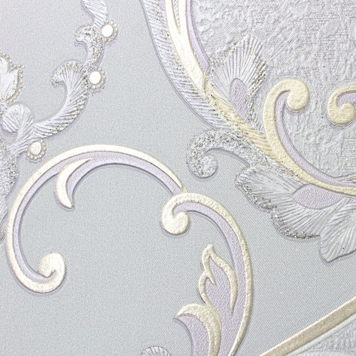 Обои Erismann Elegant 60686-03 серые, сиреневые с золотом вензель 1,06х10,05 м