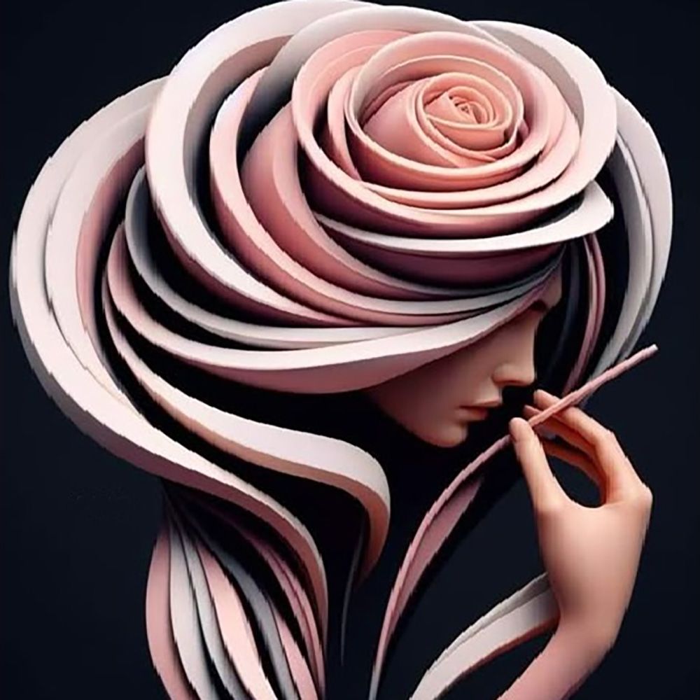 Картина интерьерная со смолой Девушка-роза 1 40х50 см 2025-0334