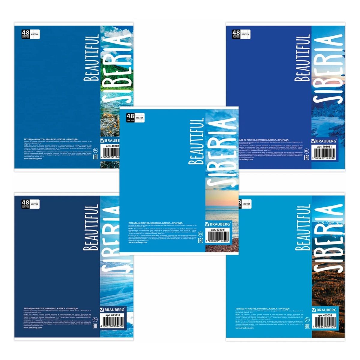 Тетрадь А5 Brauberg 48 листов клетка Природа