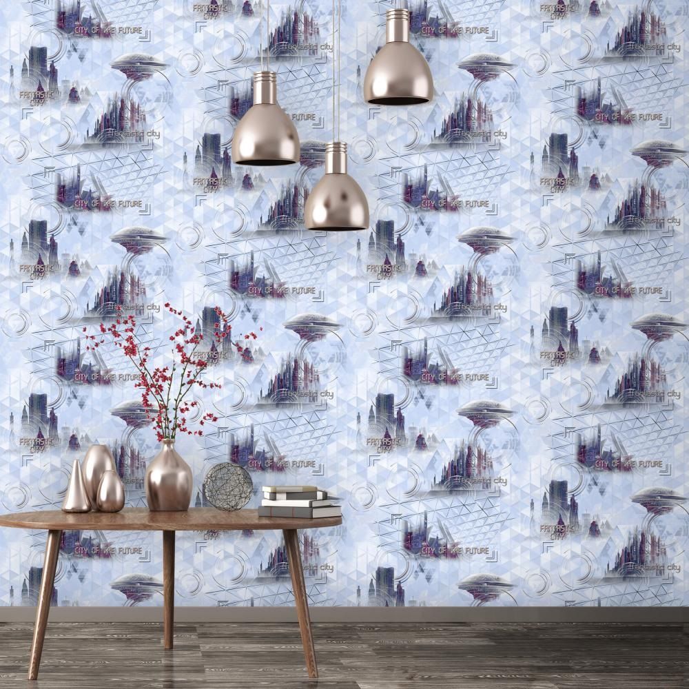 Обои Саратовские С6 Фэнтези 01 Д931 гр 4 0,53х10,05 м голубой