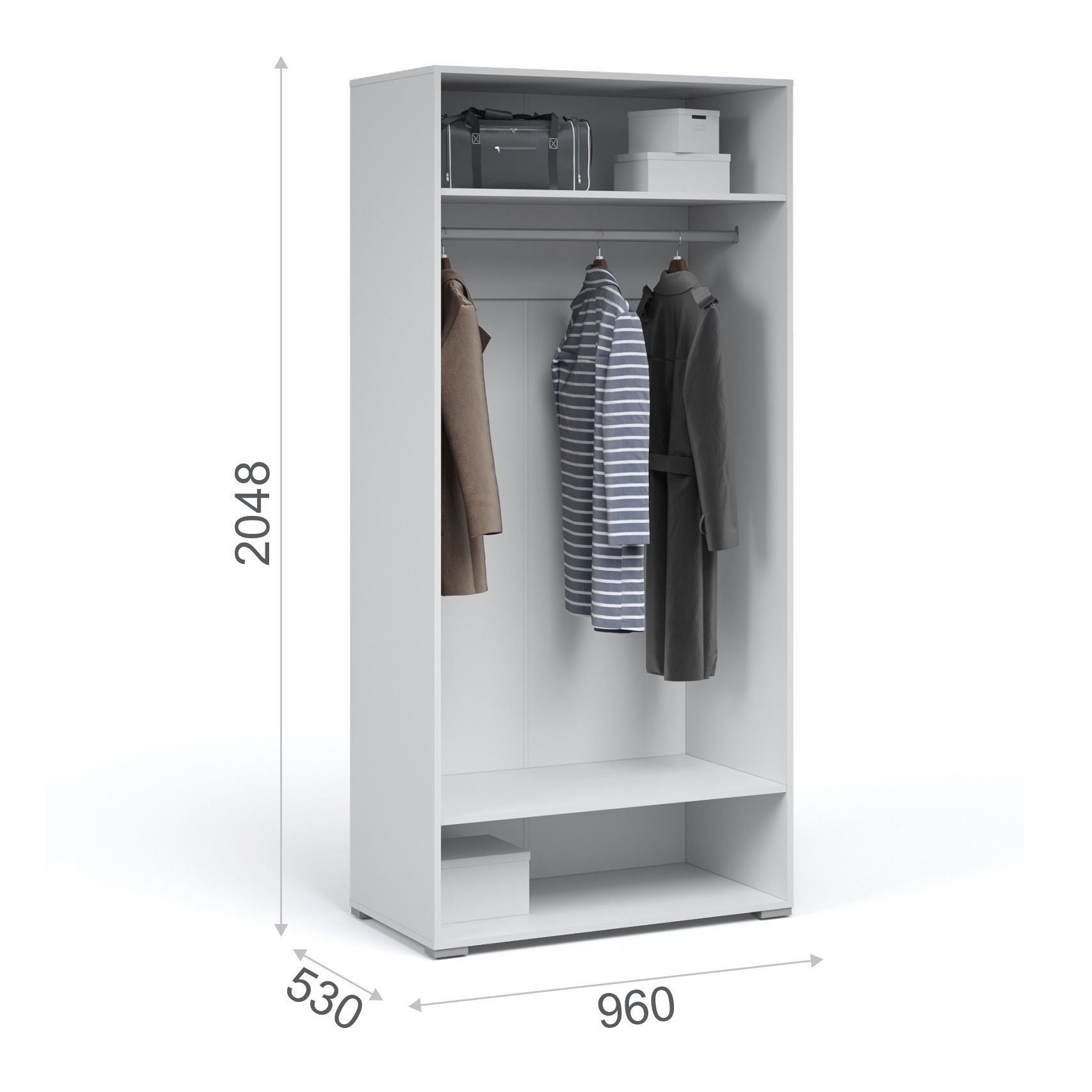 Шкаф двухдверный Лацио 960х2050х530 мм Белое дерево, ручка бронза