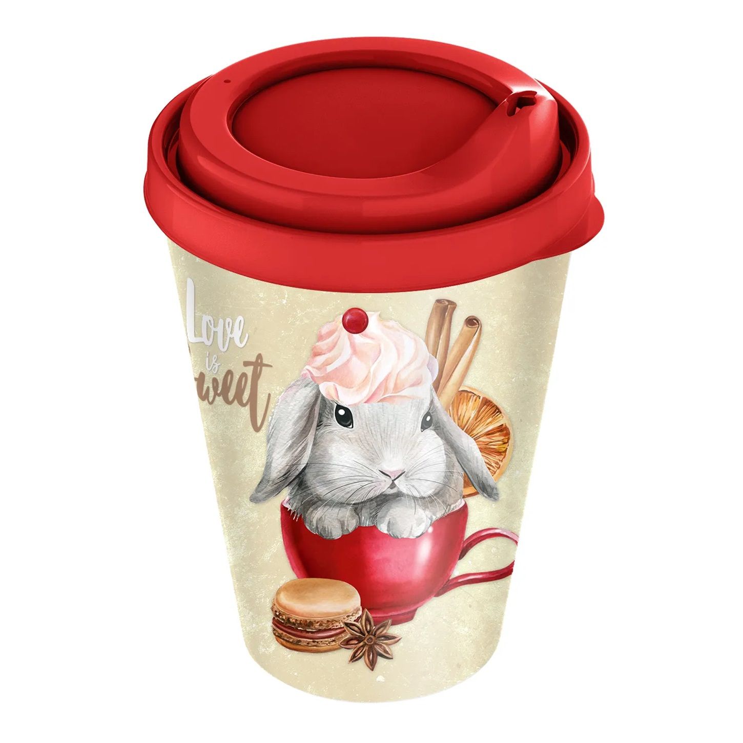 Стакан для напитков с крышкой и декором 420 мл