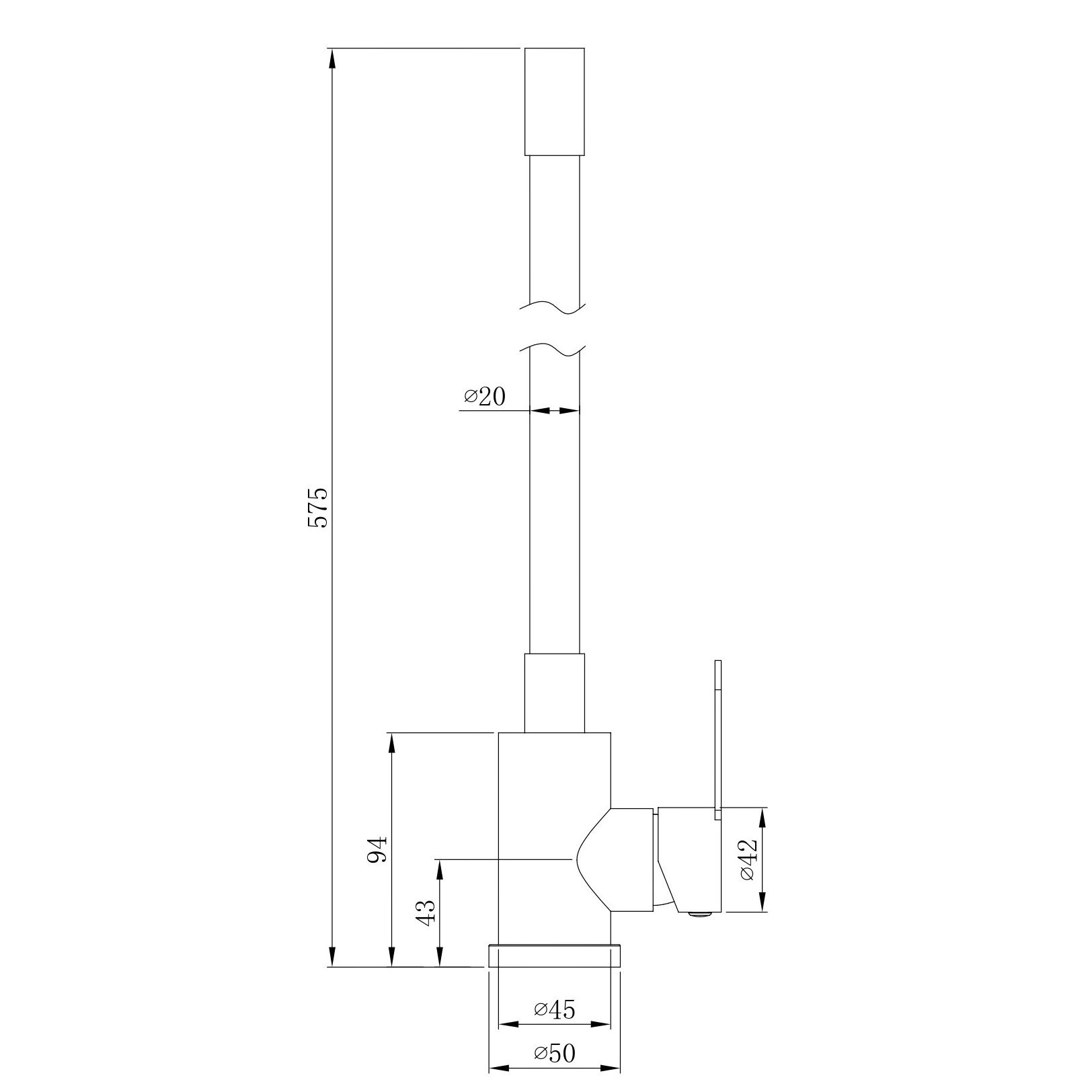 Смеситель для кухни Esko Snake K44Grafit однорычажный гибкий излив графит
