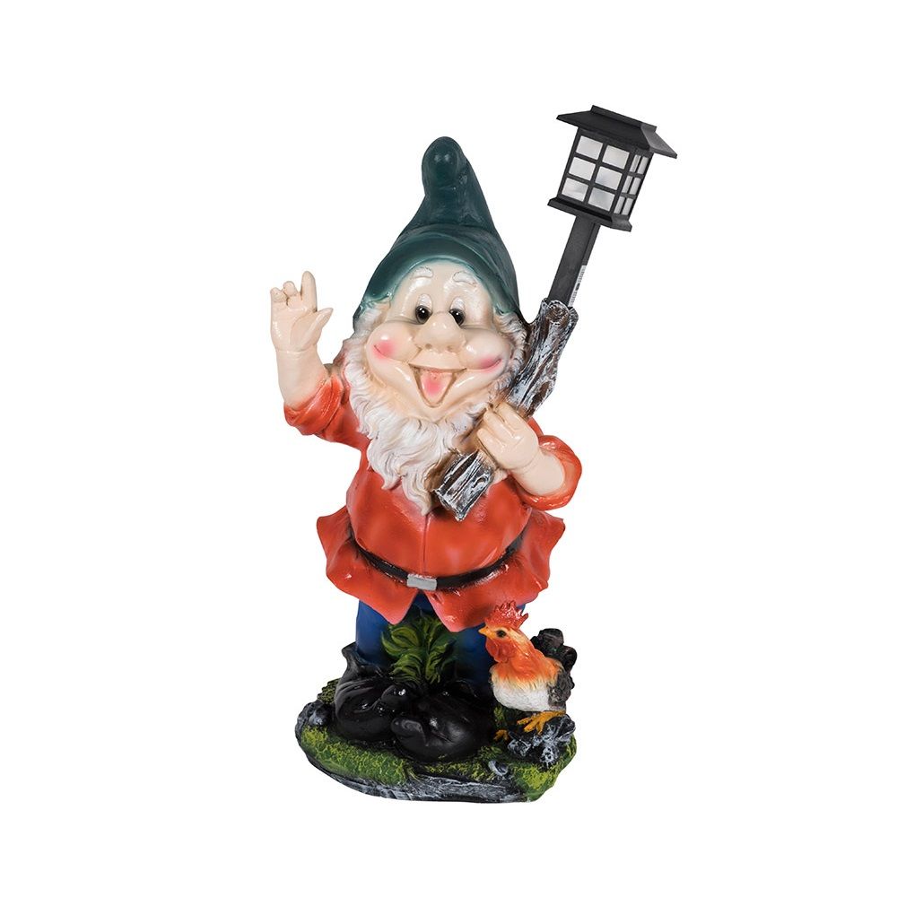 Фигура садовая Гном с фонарем и петухом h61 см 169415