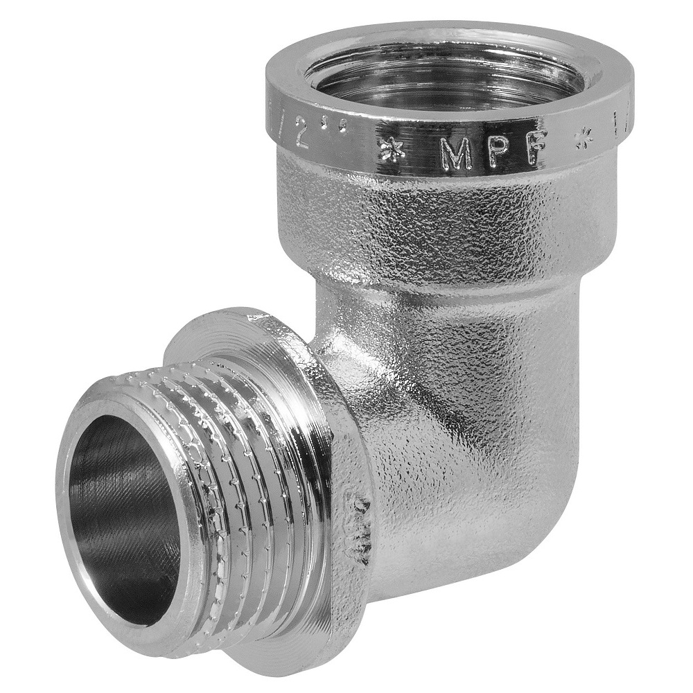 Угольник латунь никель 1/2" ВР/НР с ограничителем MPF MP-У ИС.072249