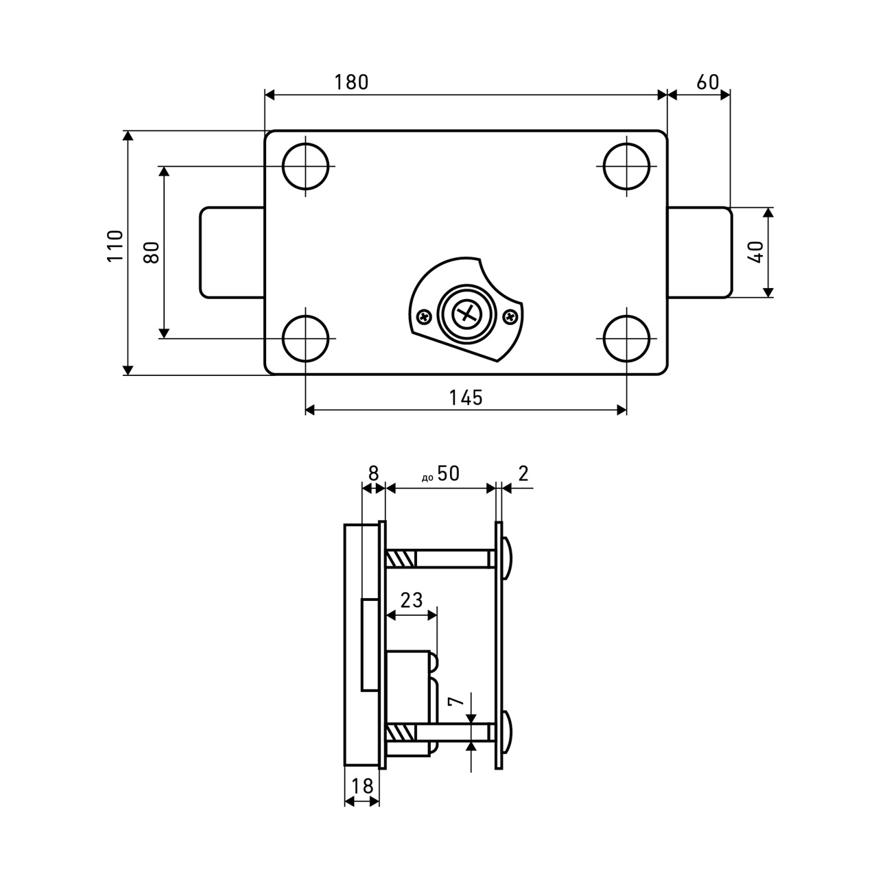 Замок накладной цилиндровый Аллюр ЗНЦ