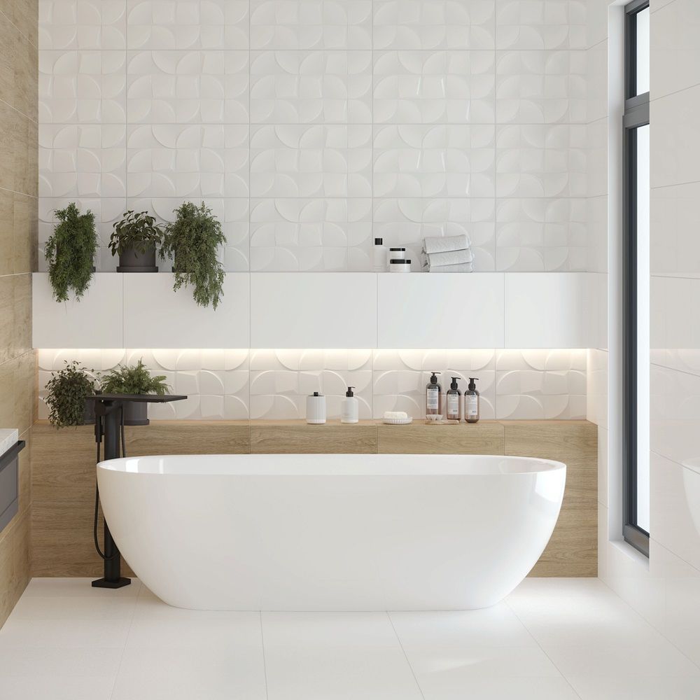 Плитка настенная Gracia Ceramica Nature white wall 01 30х50 см белая 1,2 м2