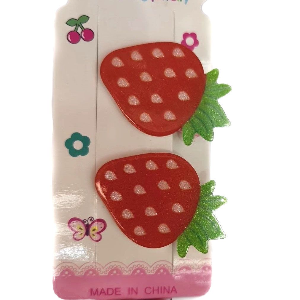 Аксессуары для волос детские Розовое облако Клубнички 2 зажима, 4 резинки