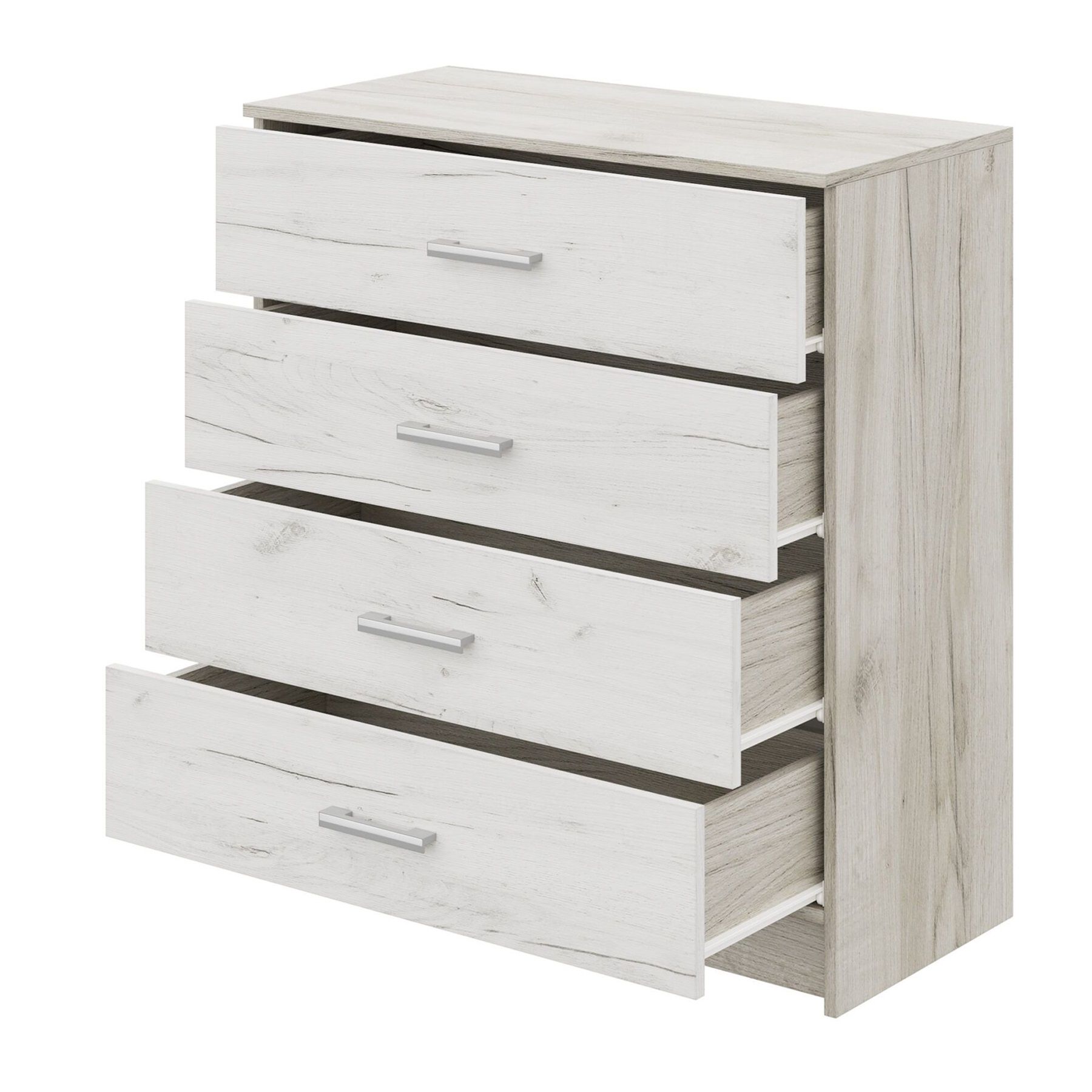 Комод Гармония КМ 601 850х934х410 мм 4 ящика Дуб Крафт белый/Дуб Крафт серый