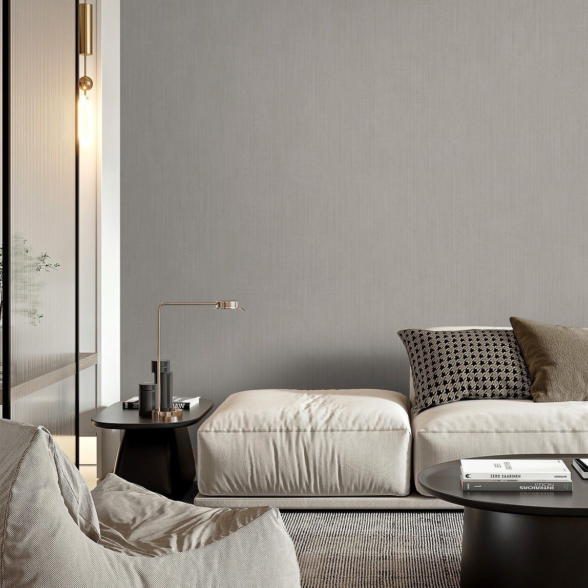 Обои WallSecret Hudson 9084-13 бежевые лен 1,06х10,05 м