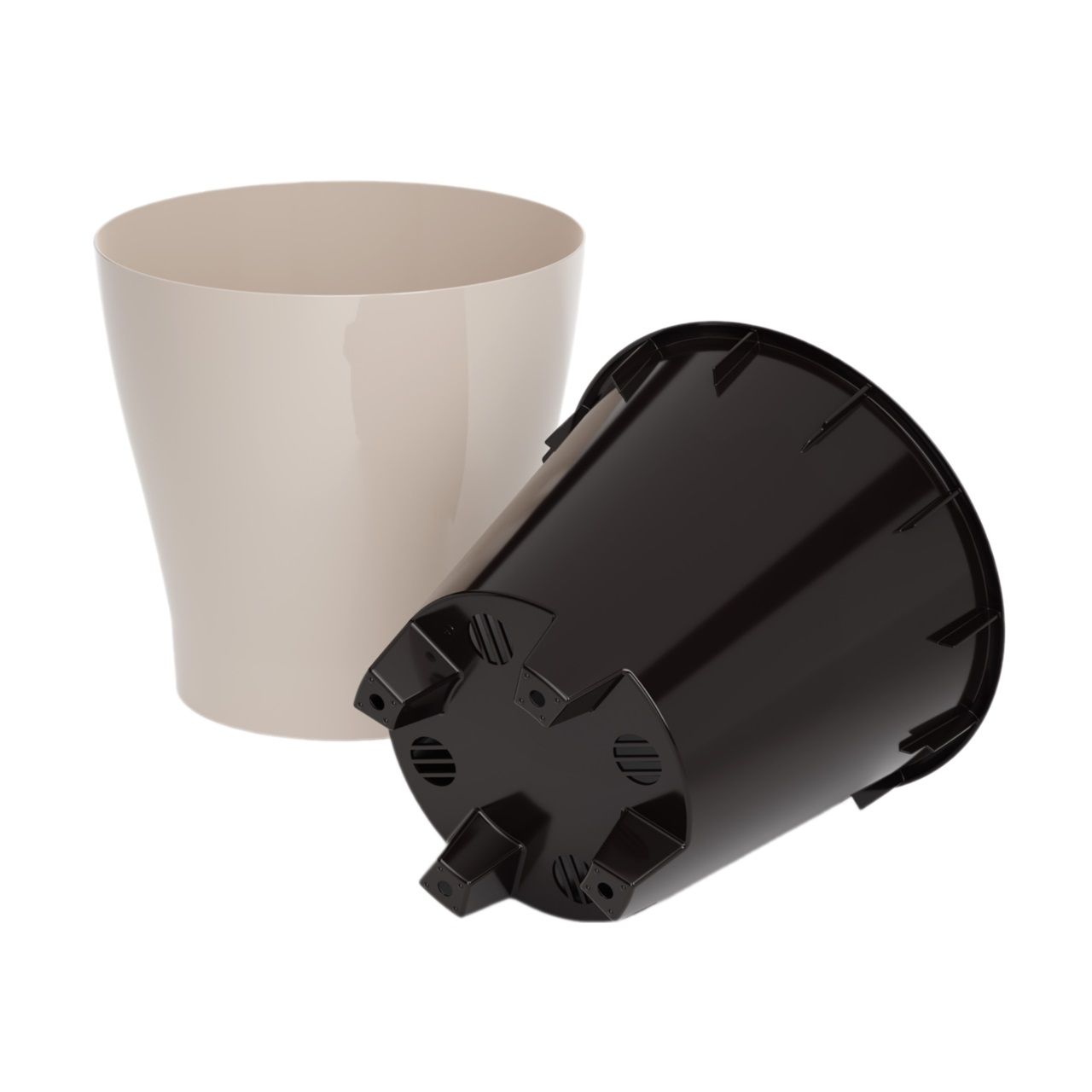 Горшок цветочный Лея бежевый 17 л двойной