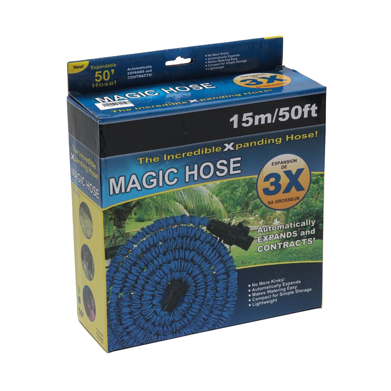 Шланг для полива растягивающийся 15 м Чудо с пистолетом и коннекторами зеленый